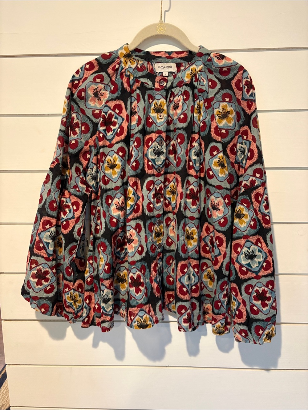 Olivia James Floral Button-Front Blouse - Multi-Color